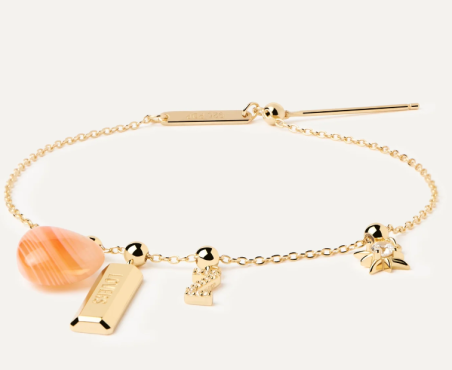 Charm Pdpaola Corazón agata naranja baño oro 18k CH01-117-U