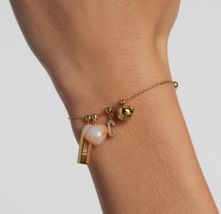 Charm Pdpaola Corazón agata naranja baño oro 18k CH01-117-U