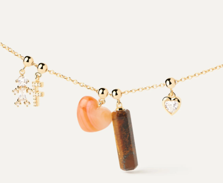 Charm Pdpaola Corazón agata naranja baño oro 18k CH01-117-U