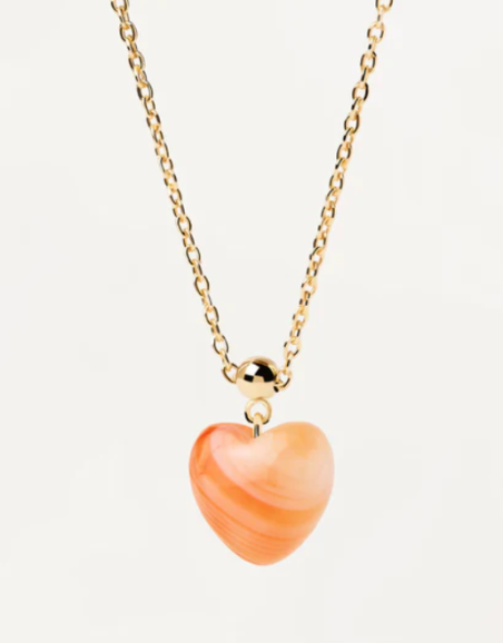 Charm Pdpaola Corazón agata naranja baño oro 18k CH01-117-U