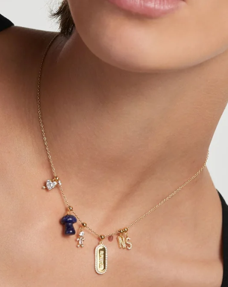 Charm Pdpaola seta piedra sodolita azul baño oro 18k CH01-112-U