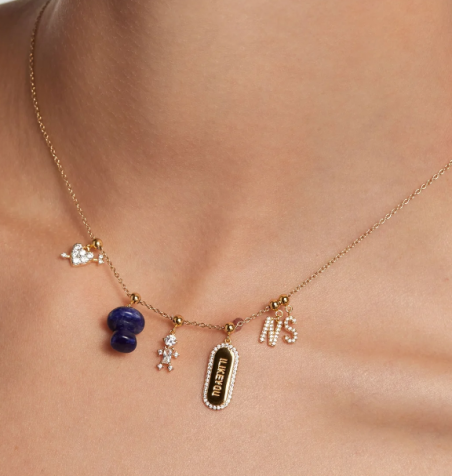 Charm Pdpaola seta piedra sodolita azul baño oro 18k CH01-112-U