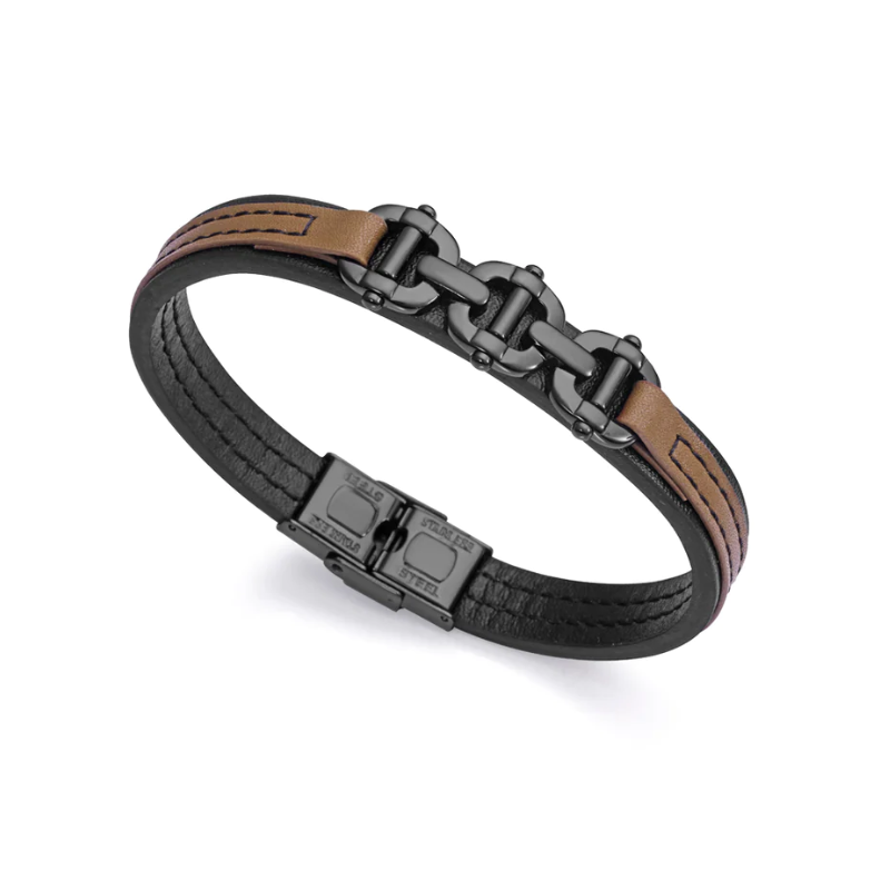 Bracciale Viceroy Fashion 1466P010 – Donna, In Pelle Intrecciata E Acciaio Inox, Lunghezza 21,5 Cm