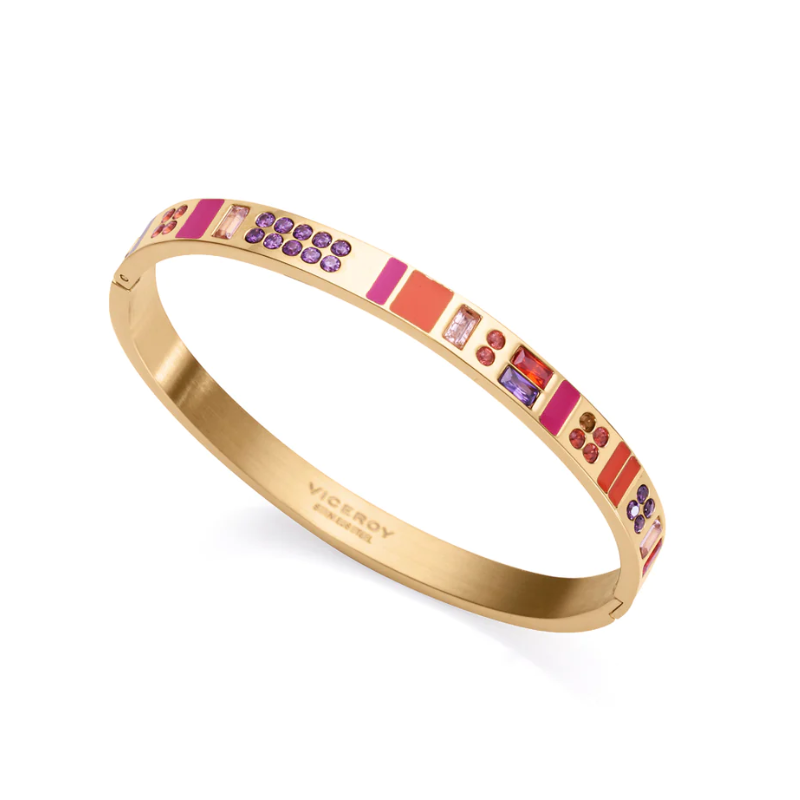Pulsera Viceroy acero Ip dorado y circonitas de colores 14033P01017