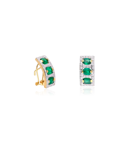 Pendientes oro 18k, circonitas y esmeraldas "Salomé"