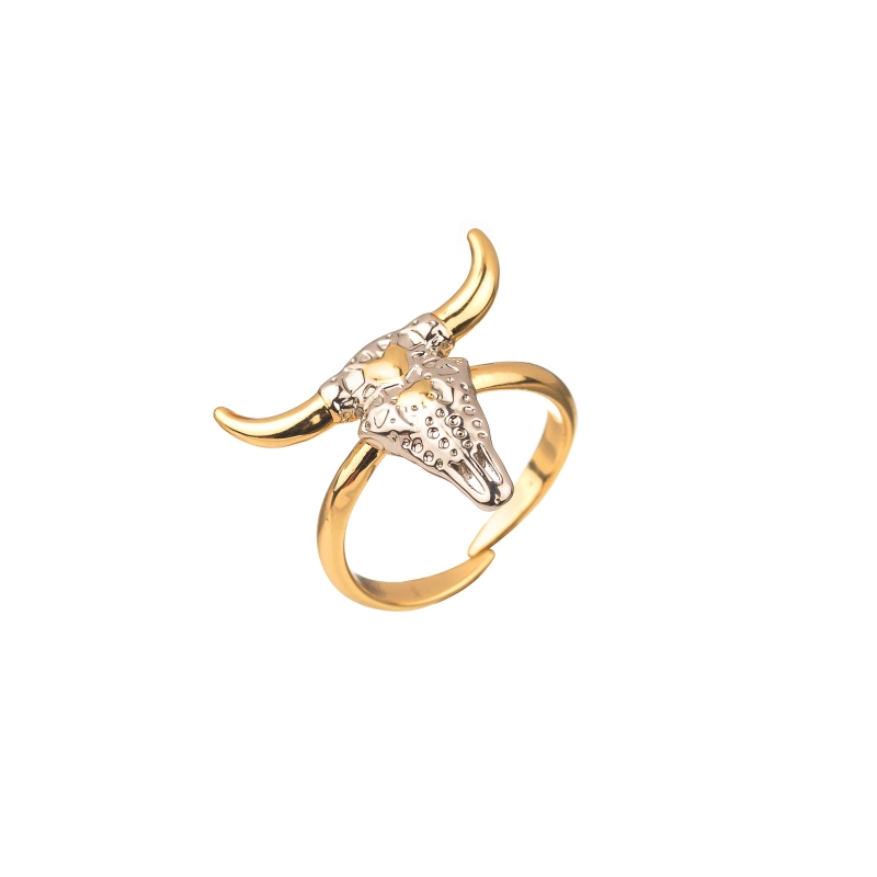 Anillo Agatha bañado oro cabeza búfalo esmaltado 2280037-086-53 Anillo Agatha bañado oro cabeza búfalo esmaltado 2280037-086-53