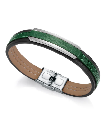 Pulsera Viceroy hombre acero y piel verde 15079P01016
