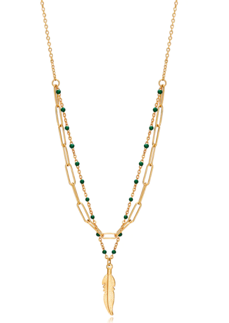Collar Viceroy  pluma y esmalte acero dorado 75308C01012
