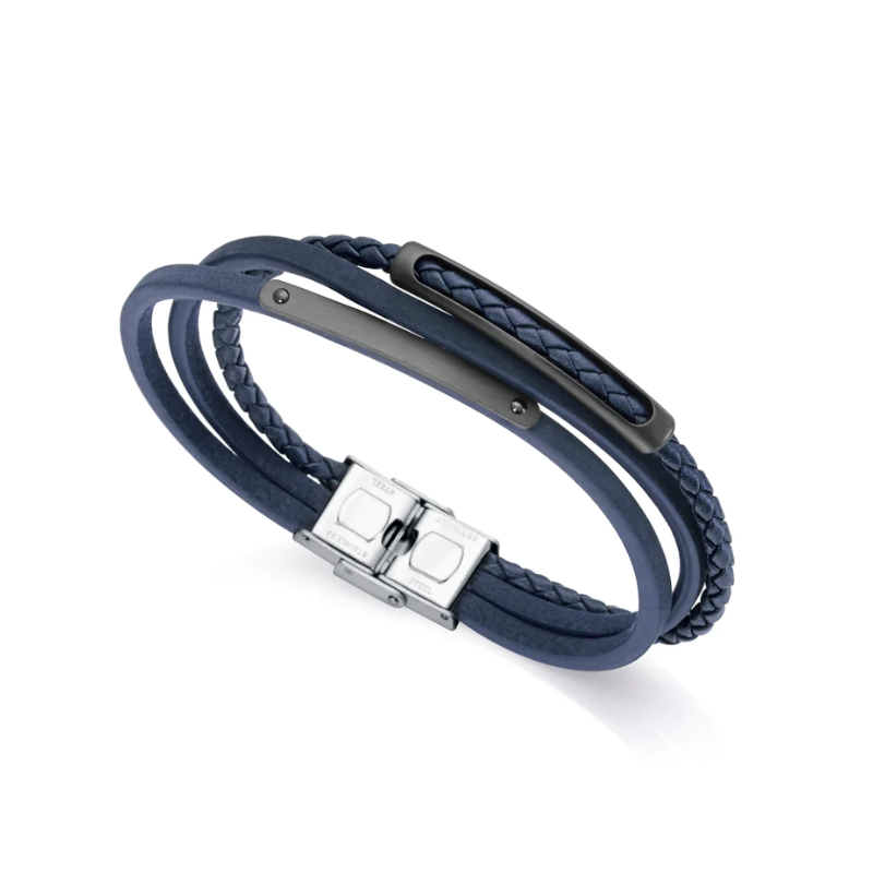 Pulsera Viceroy acero y piel azul 6477P01013