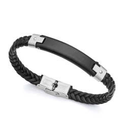 Pulsera Viceroy hombre acero y cuero negro 1485P01010