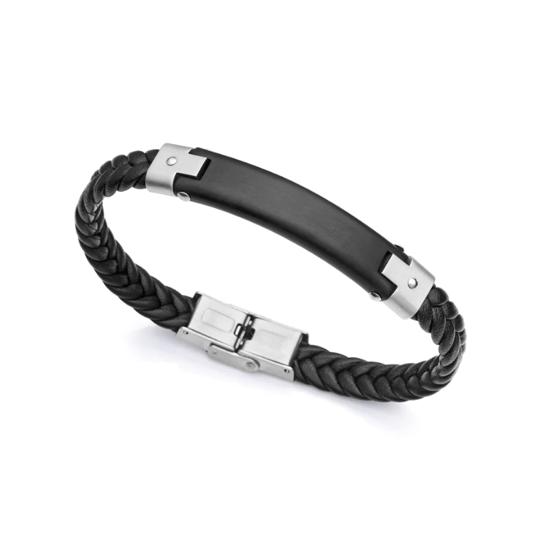 Pulsera Viceroy hombre acero y cuero negro 1485P01010