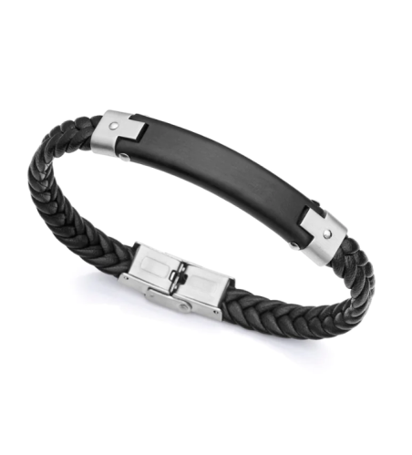 Pulsera Viceroy hombre acero y cuero negro 1485P01010