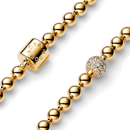 Pulsera Pandora bolas baño oro 14k pavé 568342C01