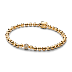 Pulsera Pandora bolas baño oro 14k pavé 568342C01