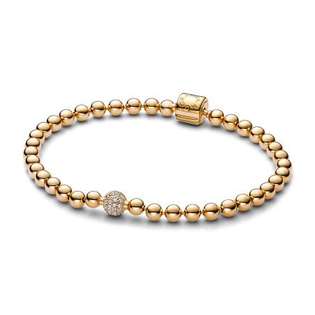 Pulsera Pandora bolas baño oro 14k pavé 568342C01