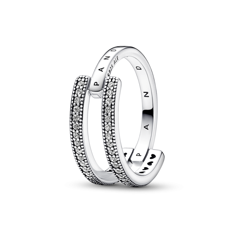 Anillo Pandora Doble Banda Logo & Pavé 192779C01 Anillo Pandora Doble Banda Logo & Pavé 192779C01