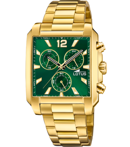 Reloj Lotus acero dorado esfera verde 18853/3