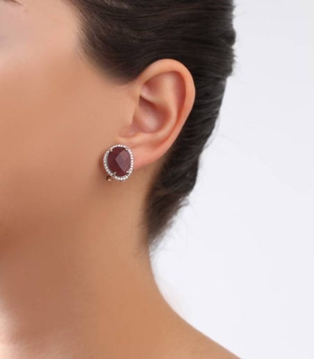 Pendientes de Plata con Piedra Roja