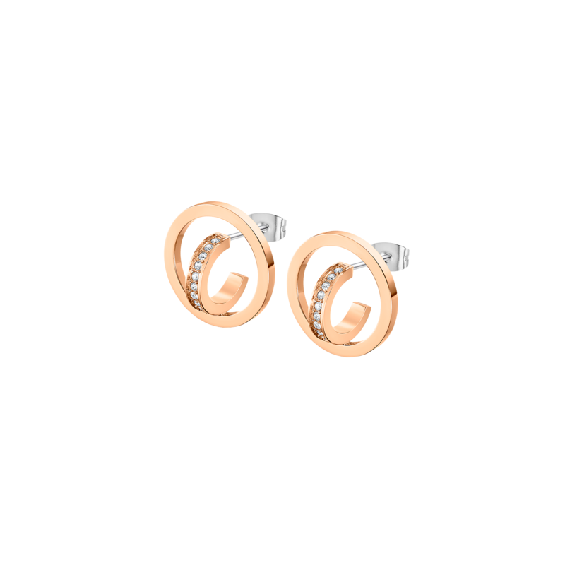 Pendientes Lotus acero dorado rosa mujer LS2321-4/3