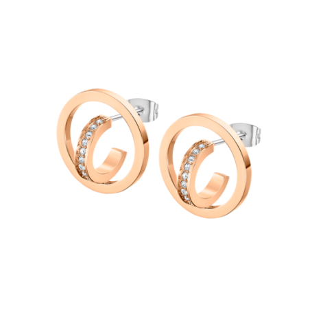 Pendientes Lotus acero dorado rosa mujer LS2321-4/3