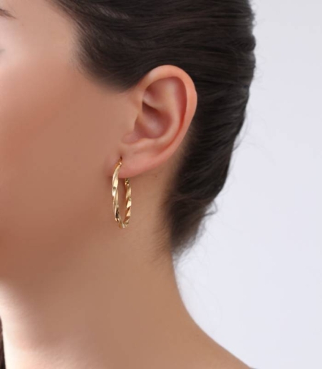 Pendiente aro rizado oro 18k