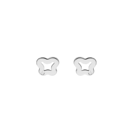 Pendientes Oro 18k blanco y diamantes 0.03cts "Fara"