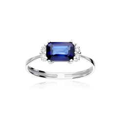 Anillo Oro 18k zafiro y diamantes 0.06cts "Biella"