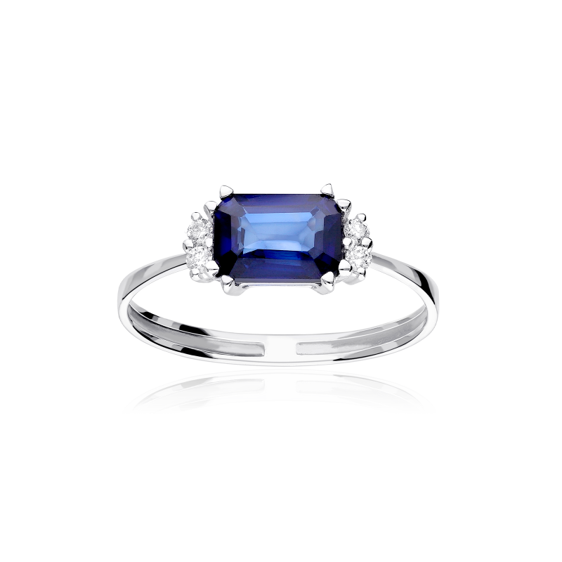 Anillo Oro 18k zafiro y diamantes 0.06cts "Biella"