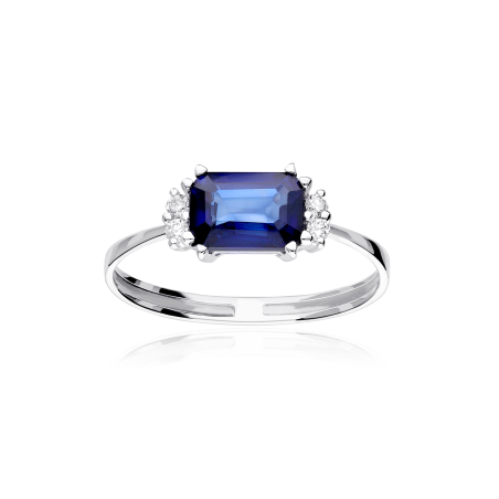 Anillo Oro 18k zafiro y diamantes 0.06cts "Biella"