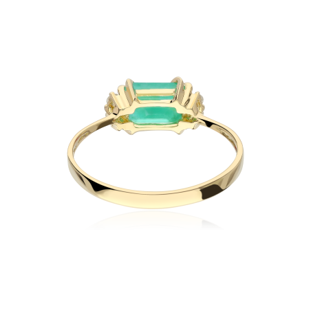 Anillo Oro 18k esmeralda y diamantes 0.06cts "Biella"