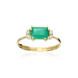 Anillo Oro 18k esmeralda y diamantes 0.06cts "Biella"