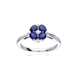 Anillo "Bianzano" Oro 18k Diamantes y Zafiros