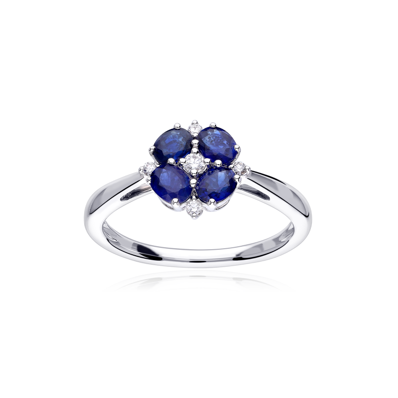 Anillo Oro 18k zafiros y diamantes 0.071cts "Bianzano"
