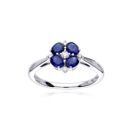 Anillo Oro 18k zafiros y diamantes 0.071cts "Bianzano"