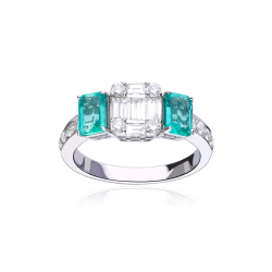 Anillo Oro 18k esmeraldas y diamantes 0.56cts "Bellagio"