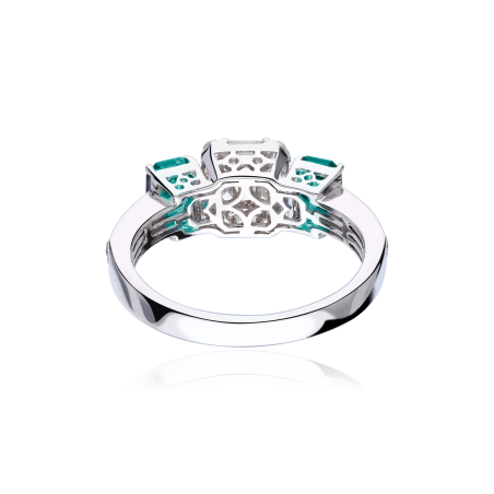 Anillo Oro 18k esmeraldas y diamantes 0.56cts "Bellagio"