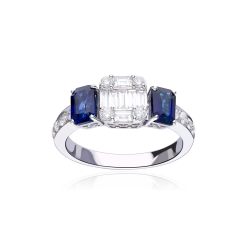Anillo Oro 18k zafiros y diamantes 0.71cts "Bellagio"