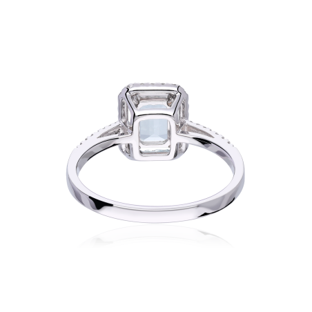 Anillo "Bazzano" aguamarina y diamantes 0.18 cts