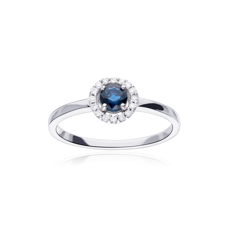 Anillo Oro 18k zafiro y diamantes 0.084cts "Barghe"