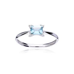 Anillo Oro 18k aguamarina y diamantes 0.02cts "Bagnasco"