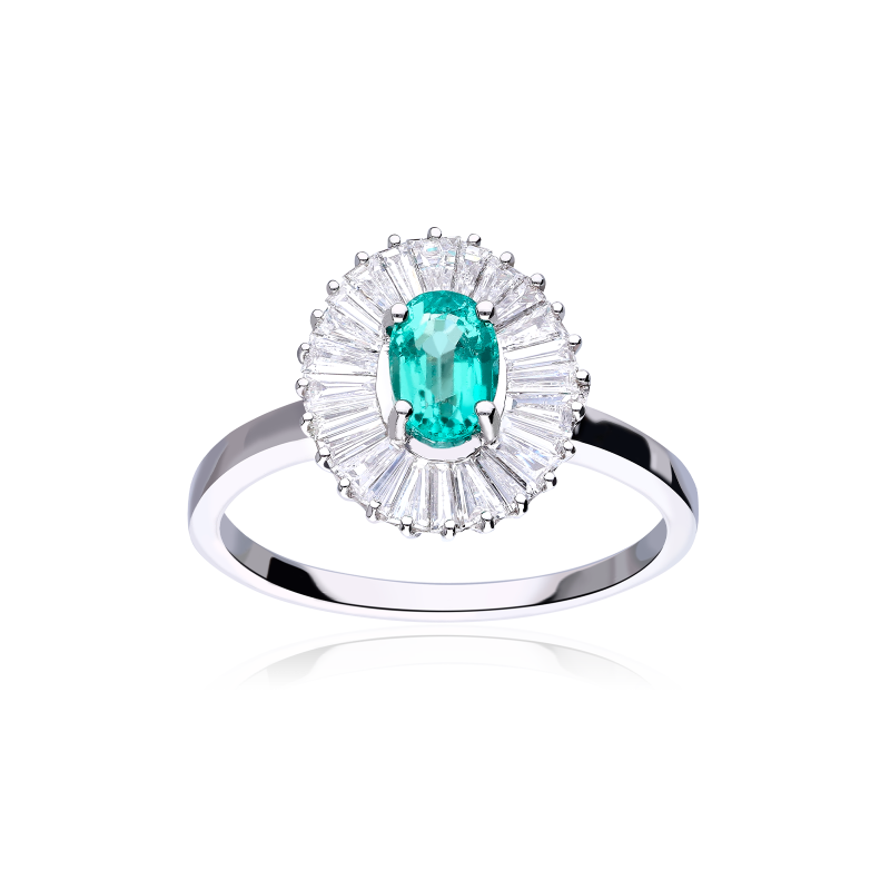 Anillo "Barbania" Esmeralda y Diamantes 0.60 cts