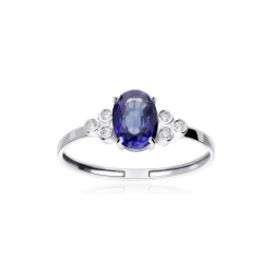 Anillo Oro 18k, zafiro y diamantes 0.04cts "Barile"