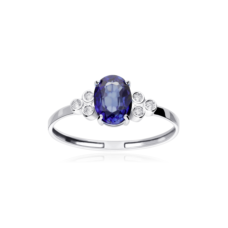 Anillo Oro 18k, zafiro y diamantes 0.04cts "Barile"