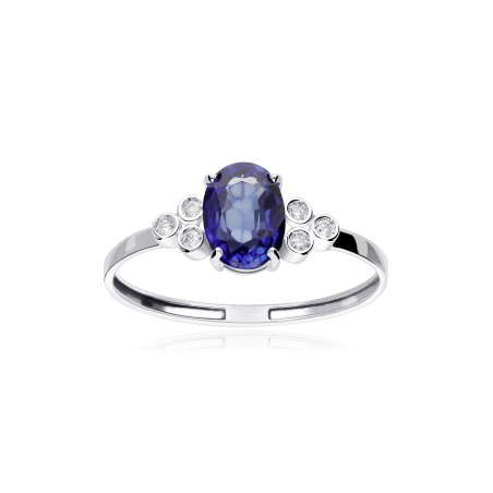 Anillo Oro 18k, zafiro y diamantes 0.04cts "Barile"