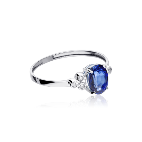 Anillo Oro 18k, zafiro y diamantes 0.04cts "Barile"