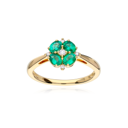 Anillo Oro 18k esmeraldas y diamantes 0.071cts "Bianzano"