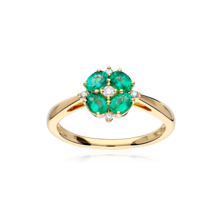 Anillo Oro 18k esmeraldas y diamantes 0.071cts "Bianzano"