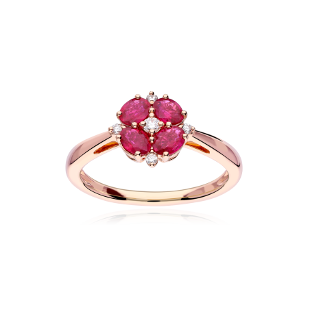 Anillo "Bianzano" Oro 18k y Diamantes y Rubies