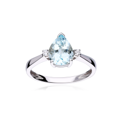 ANILLO "SKHIRAT" AGUA MARINA Y DIAMANTES 0.05cts