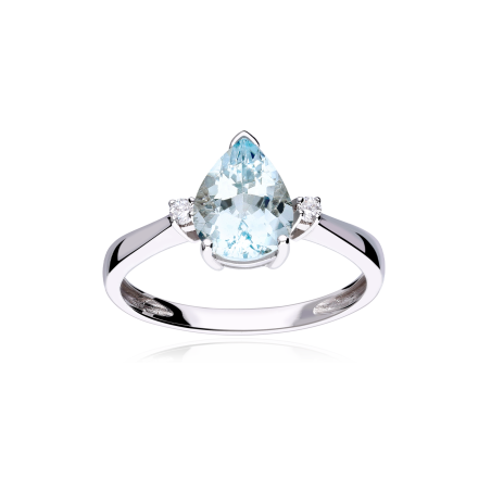 ANILLO "SKHIRAT" AGUA MARINA Y DIAMANTES 0.05cts